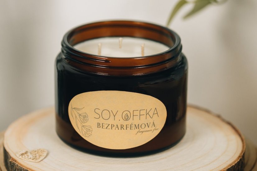 Sójová svíčka v hnědém skle - bezparfémová (490 ml) - Počet knotů: 2 bavlněné knoty