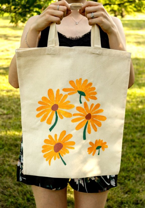 Ručně malovaná taška KVĚTINY