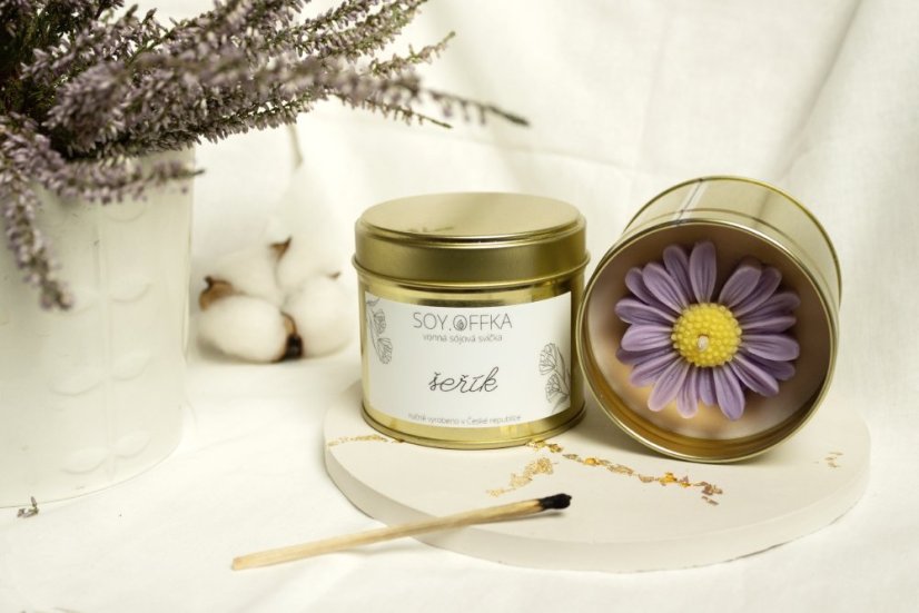 Vonná sójová svíčka v dóze - šeřík